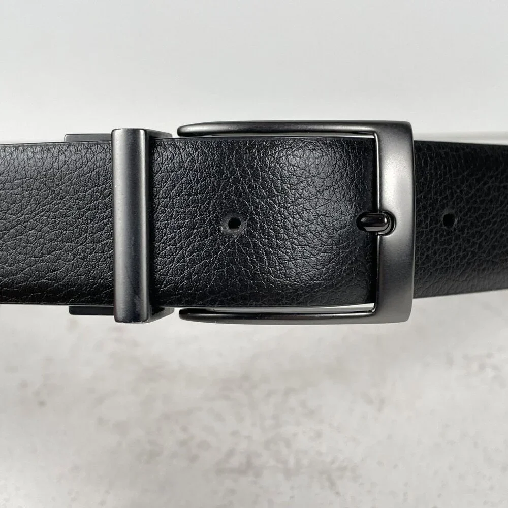 Nike Black Brown Genuine Leather‎ Belt Mens 42 Silver Buckle Mens